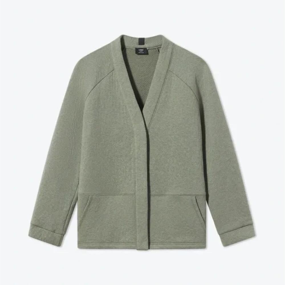 LUNYA LAHGO Men’s Restore Double Faced Cardigan Sweater Size Large Green Heather